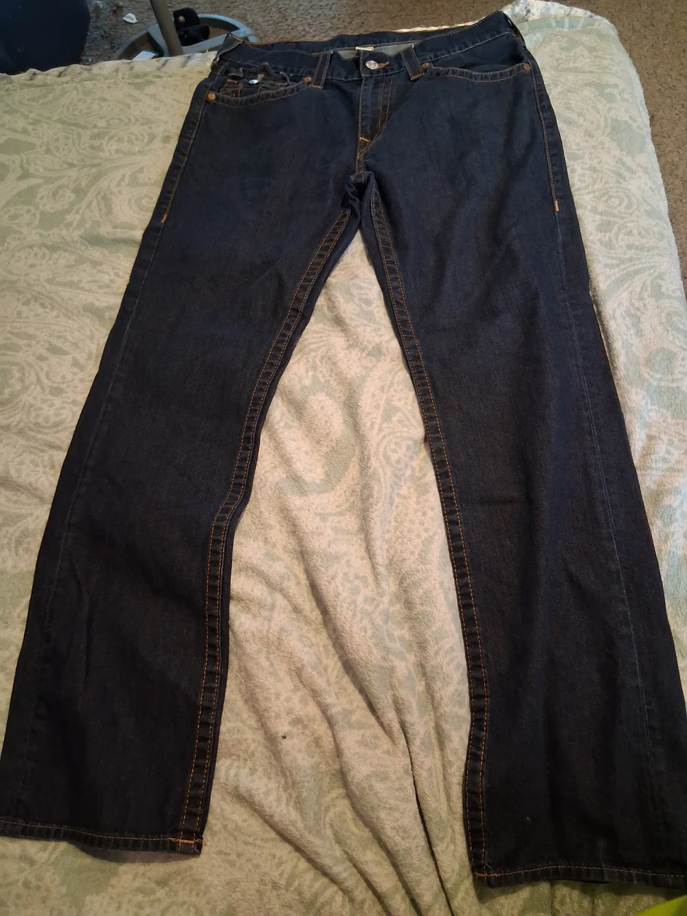 True Religion Men's Dark Blue Straight-Leg Jeans